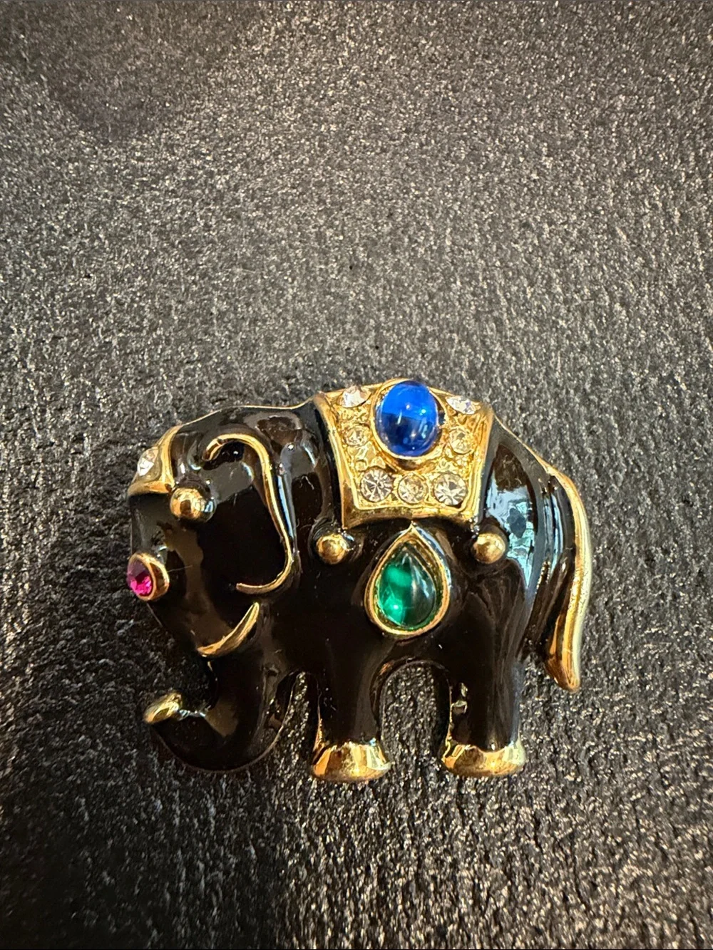 Black Jeweled Elephant brooch